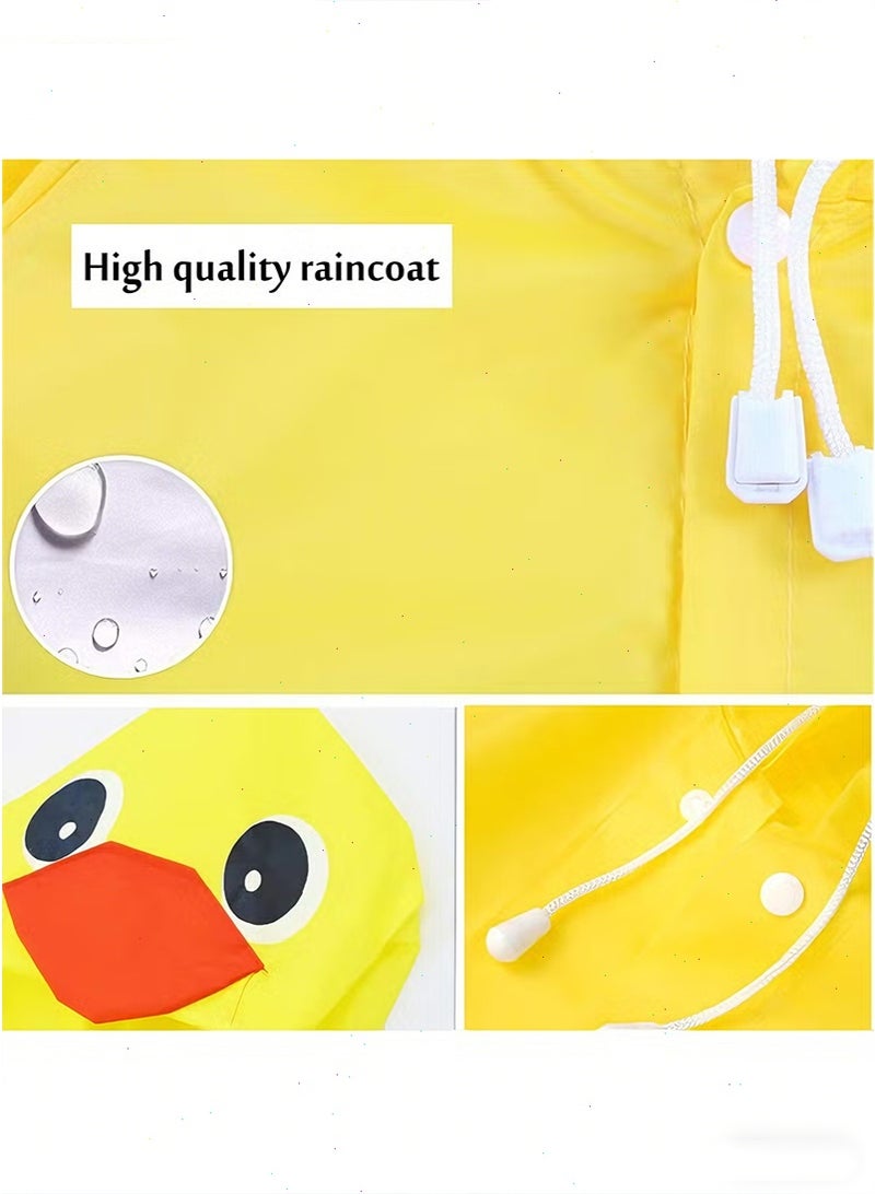 يواوليتي سترة مطر محمولة، معطف مطر للأطفال، بونشو قابل لإعادة الاستخدام مع غطاء للرأس، معاطف مطر للأطفال برسوم كرتونية، مع غطاء للرأس مقاوم للماء لحالات الطوارئ، للأولاد والبنات (أصفر) - Image 5