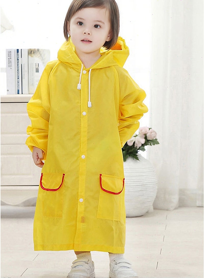 يواوليتي سترة مطر محمولة، معطف مطر للأطفال، بونشو قابل لإعادة الاستخدام مع غطاء للرأس، معاطف مطر للأطفال برسوم كرتونية، مع غطاء للرأس مقاوم للماء لحالات الطوارئ، للأولاد والبنات (أصفر) - Image 4