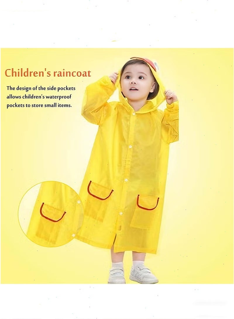يواوليتي سترة مطر محمولة، معطف مطر للأطفال، بونشو قابل لإعادة الاستخدام مع غطاء للرأس، معاطف مطر للأطفال برسوم كرتونية، مع غطاء للرأس مقاوم للماء لحالات الطوارئ، للأولاد والبنات (أصفر) - Image 2