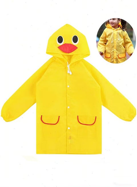 Portable Rain Jacket, Kids Raincoat, Reusable Poncho With Hood, Cartoon Children's Raincoats, Waterproof Hooded for Emergency, Boys, Girls (Yellow)