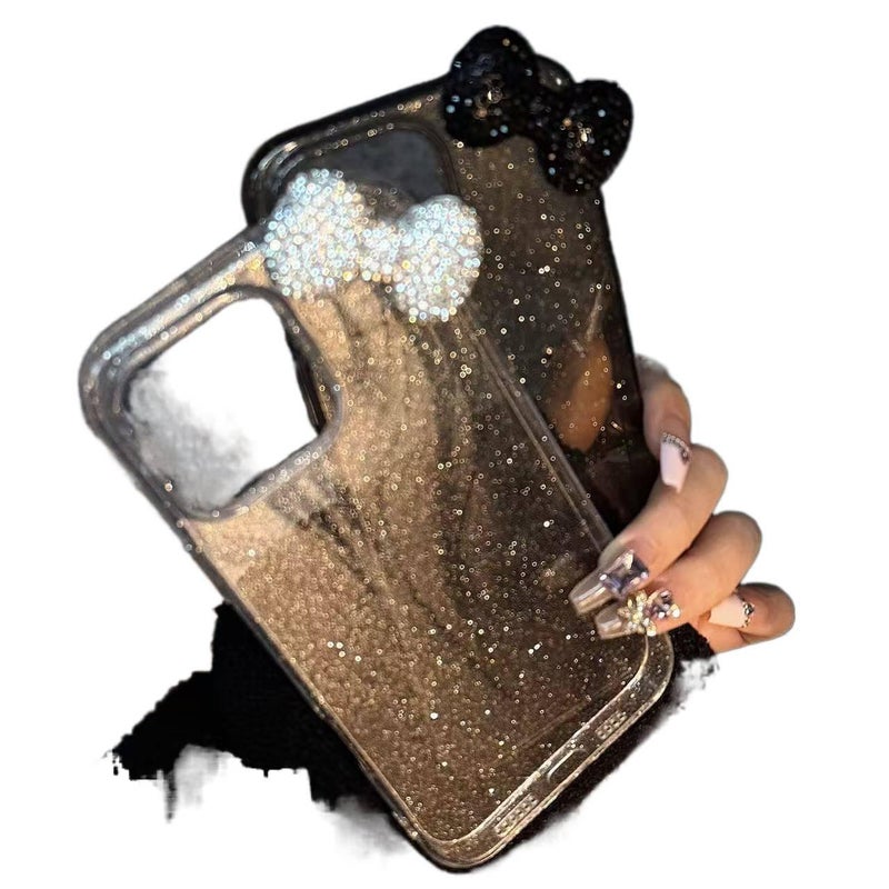Protective Case | Drop Protection | Clear TPU | Glitter Diamond Bow | Shockproof Cover for iPhone 12 / 12 Pro - Image 3
