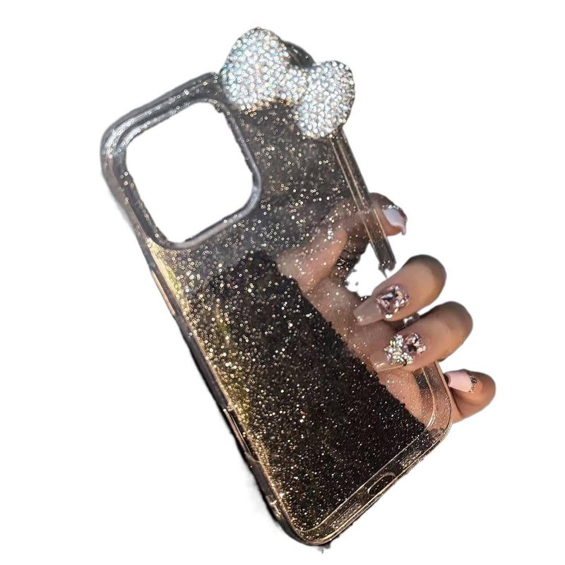 Protective Case | Drop Protection | Clear TPU | Glitter Diamond Bow | Shockproof Cover for iPhone 12 / 12 Pro - Image 4