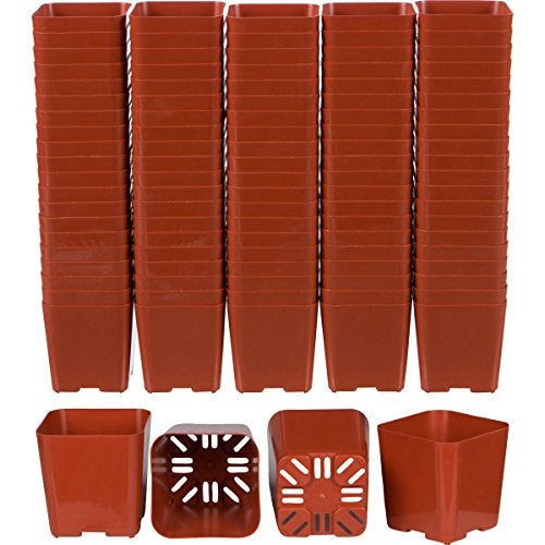 WH Garden Supply Pack of 2 Inch Plastic Flower Pots for Seedlings, or Succulents (100 Pots, Terracotta) - Image 1