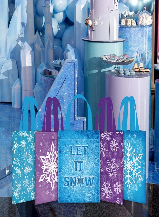 Photect 32 Pieces Snowflake Party Favors Bags Bulk with Handles Winter Reusable Non Woven Gift Bags Winter Treat Goodie Candy Pouches for Snowflake Birthday Baby Shower Holiday Party Supplies - Image 4