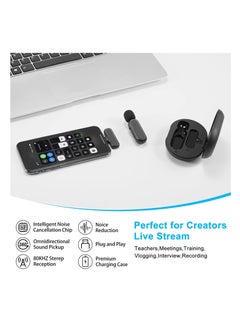 Generic Wireless Microphones with Charging Case Portable Video Recording Studio Rechargeable Mic Receiver Low Latency Interview (1 Lightning MIC)  - Image 3