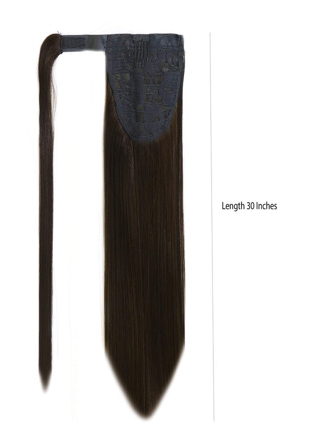 Rapidsflow® Straight Wrape Around Ponytail Hair Extensions For Women And Girls (Dark Brown) - Image 2