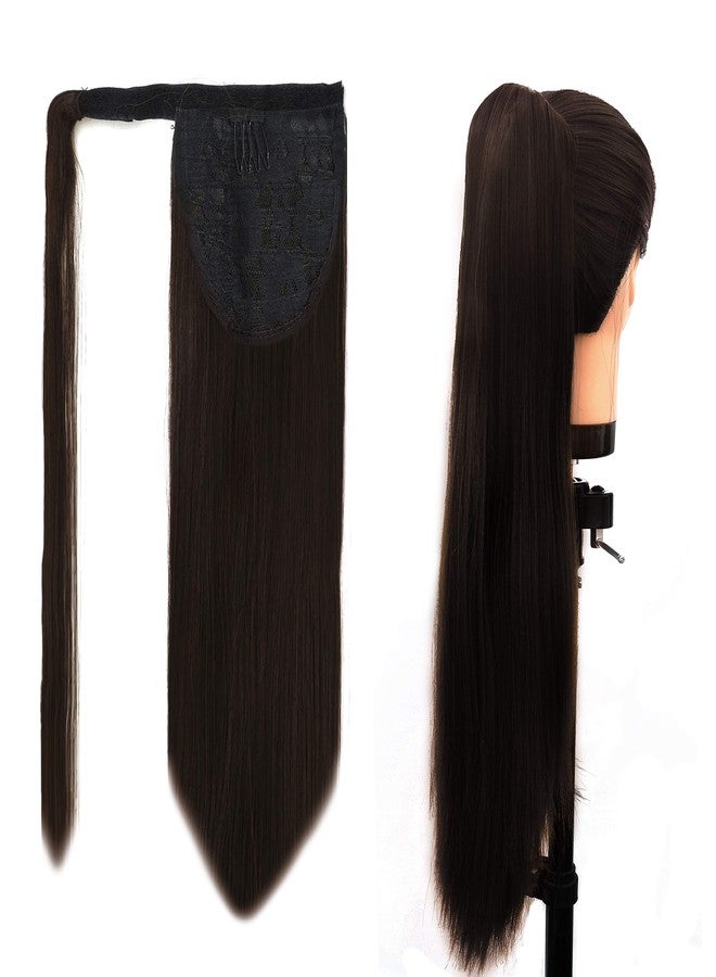Rapidsflow® Straight Wrape Around Ponytail Hair Extensions For Women And Girls (Dark Brown) - Image 1
