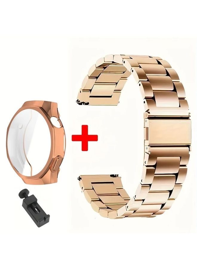 Rose Golden TPU Case With Stainless Steel Band For Huawei Watch GT5 Pro 42mm - Image 1