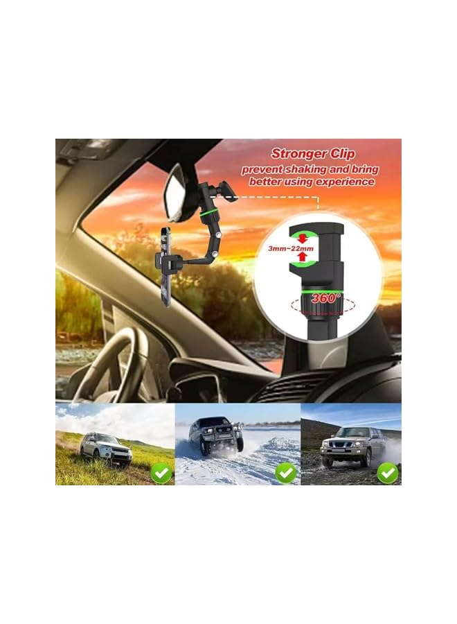 S-TOP 1pcs Rearview Mirror Phone Holder,360° Rotatable Retractable Car Phone Mount,Multifunctional Car Mount for All Cell Phones - Image 3
