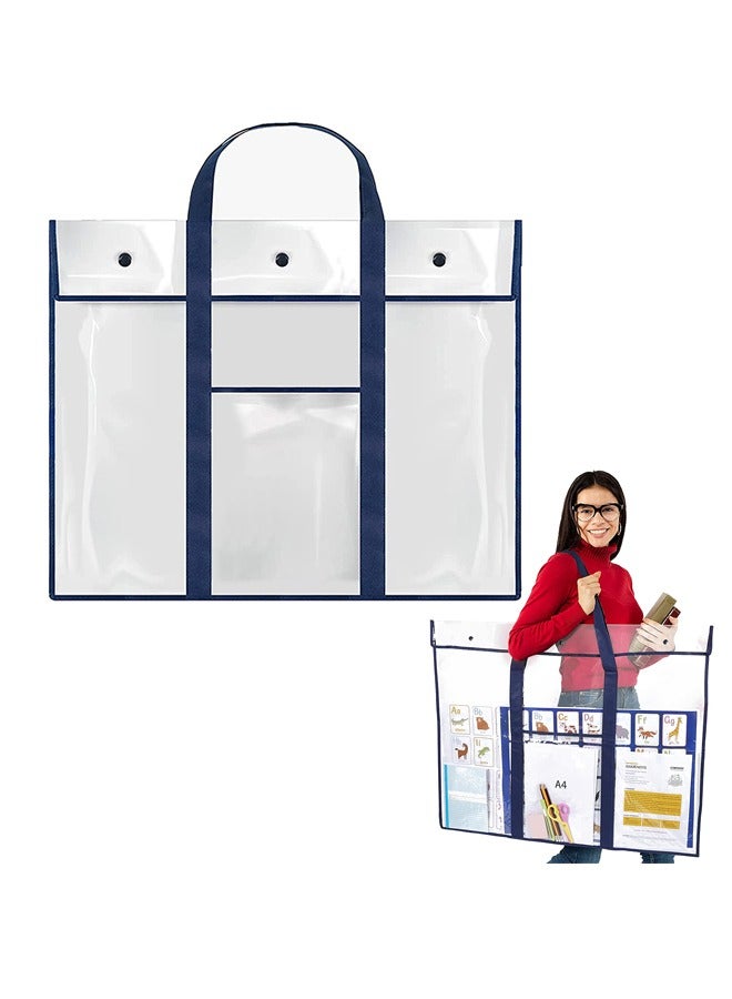 Generic Large Poster Storage Bag (31.5×25.5), Bulletin Board Holder with Pocket, Transparent Art Portfolio Organizer Storage Chart Container for Teacher Classroom Paper School  - Image 1