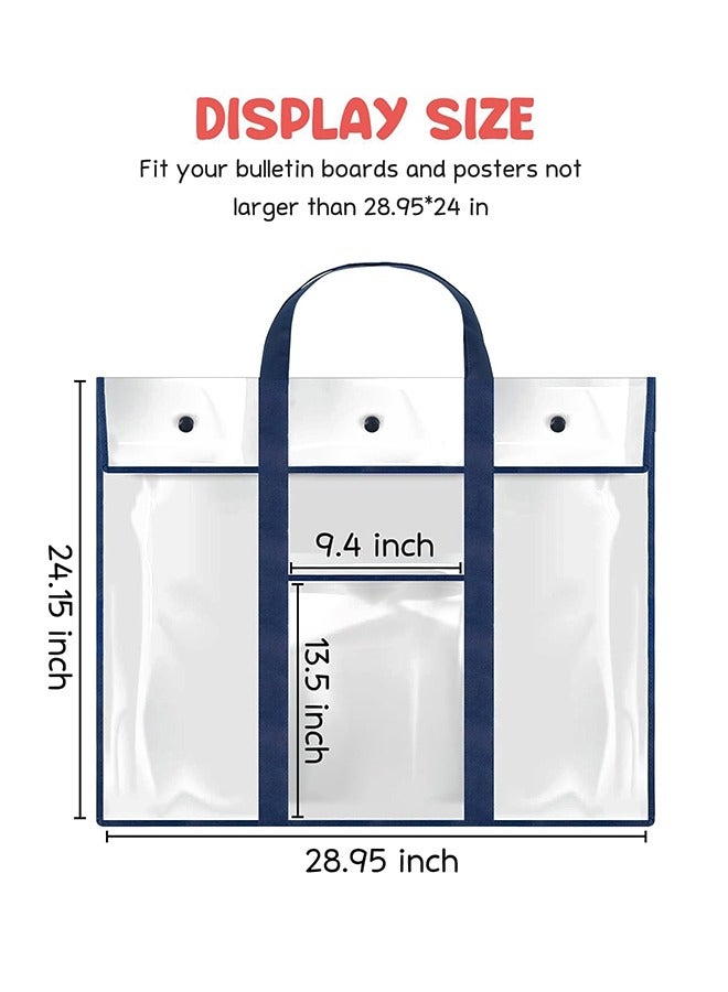 Generic Large Poster Storage Bag (31.5×25.5), Bulletin Board Holder with Pocket, Transparent Art Portfolio Organizer Storage Chart Container for Teacher Classroom Paper School  - Image 2