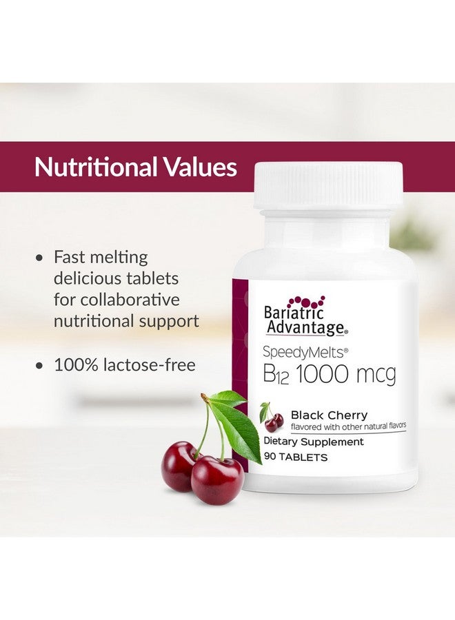 Bariatric Advantage B-12 Speedy Melts, Vitamin B12 1000 mcg Supplement, Fast Melting with 200 mcg of Folic Acid for Nutritional Support - Black Cherry, 90 Count - Image 5