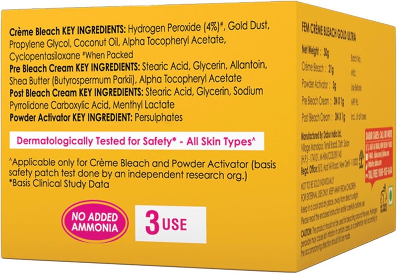 Fem Gold Ultra Cream Bleach 30gm - Image 4