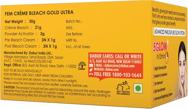 Fem Gold Ultra Cream Bleach 30gm - Image 3