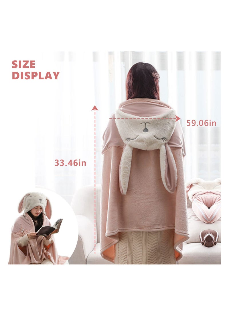 SYOSI - SYOSI, Travel Neck Pillow Blanket, Pillows and Blanket 2 in 1, for Long Flight Fleece Soft Large Essentials for Airplane with Hat Keep, for Car Train Travel - Image 1