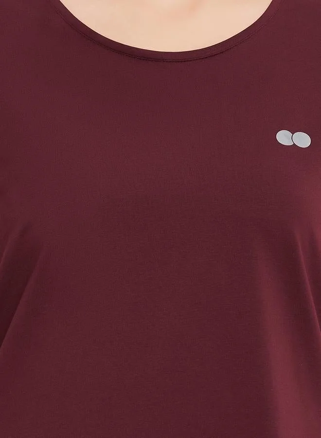 Clovia Clovia Maroon Comfort Fit Active T-Shirt