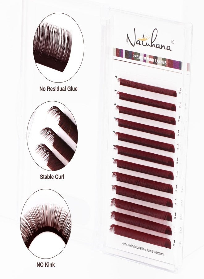 NATUHANA Colored Volume Eyelash Extensions 0.07mm C Curl 8-15mm Mixed & Single Length Tray Soft Individual Lashes, Professional Supplies for Lash Techs(Burgundy,0.07 C,8-15 MIX) - Image 4