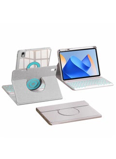 Keyboard Case for Huawei Matepad 10.4" [7 Color Backlit] [Built-in Pencil Holder] [360 Rotation] Magnetic Detachable Bluetooth Keyboard, Gray