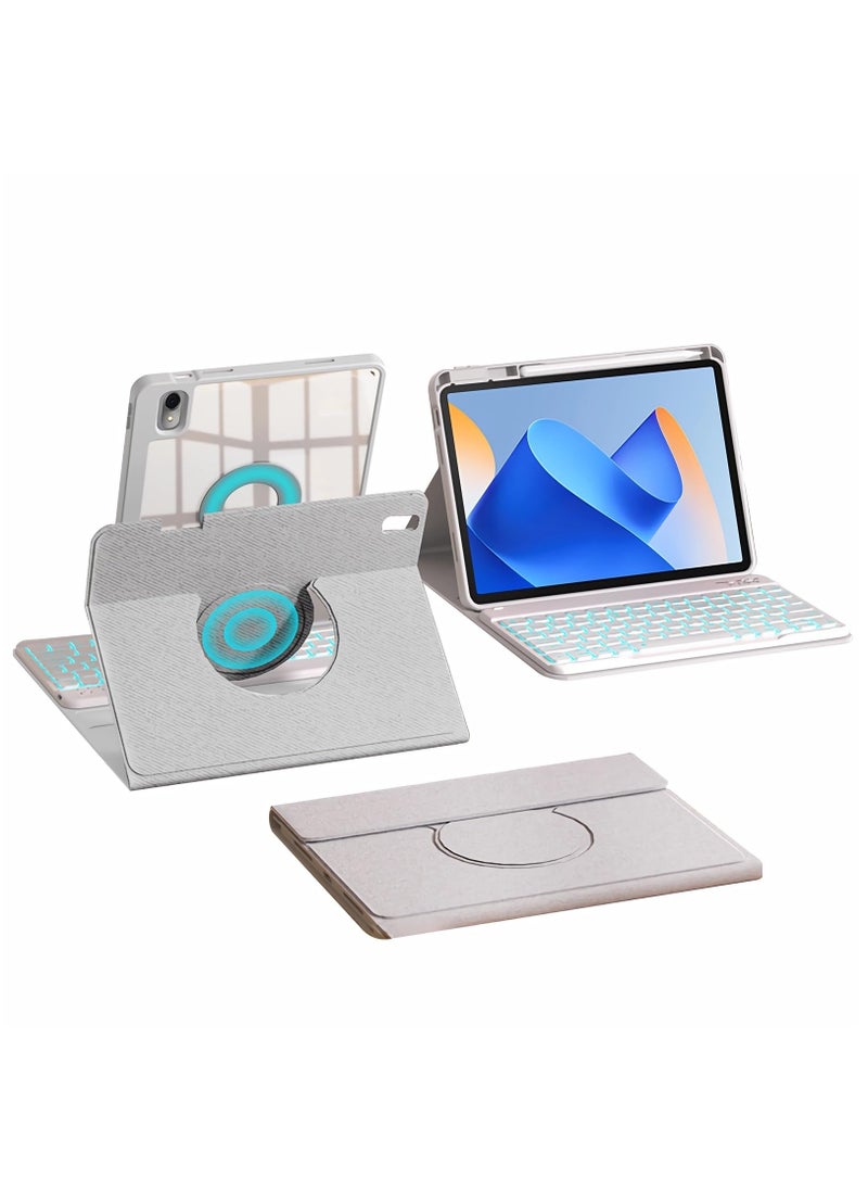 SYOSI - Keyboard Case for Huawei Matepad 10.4" [7 Color Backlit] [Built-in Pencil Holder] [360 Rotation] Magnetic Detachable Bluetooth Keyboard, Gray - Image 1