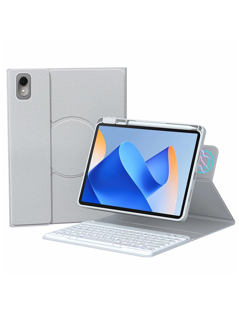 SYOSI - Keyboard Case for Huawei Matepad 10.4" [7 Color Backlit] [Built-in Pencil Holder] [360 Rotation] Magnetic Detachable Bluetooth Keyboard, Gray - Image 1
