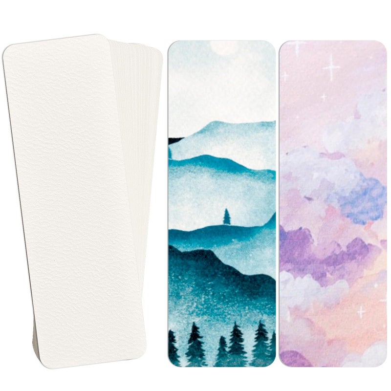 Sbyure 50 Pcs Watercolor Blank Bookmarks 1.9 X 5.9 Inch Watercolor Cards Bulk Craft Book Marks For Diy Art Projects  School Supply  Gifts Tags - Image 1