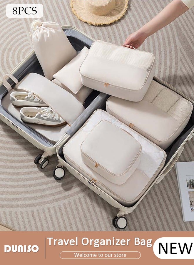 DUNISO 8 Piece Travel Organizer Bags for Luggage, Waterproof and Durable Travel Bags,  Packing Cubes for Travel,  Compression Cubes for Suitcases, Travel Bags  for Clothes, Toiletries, Clothing, Underwear  - Image 1
