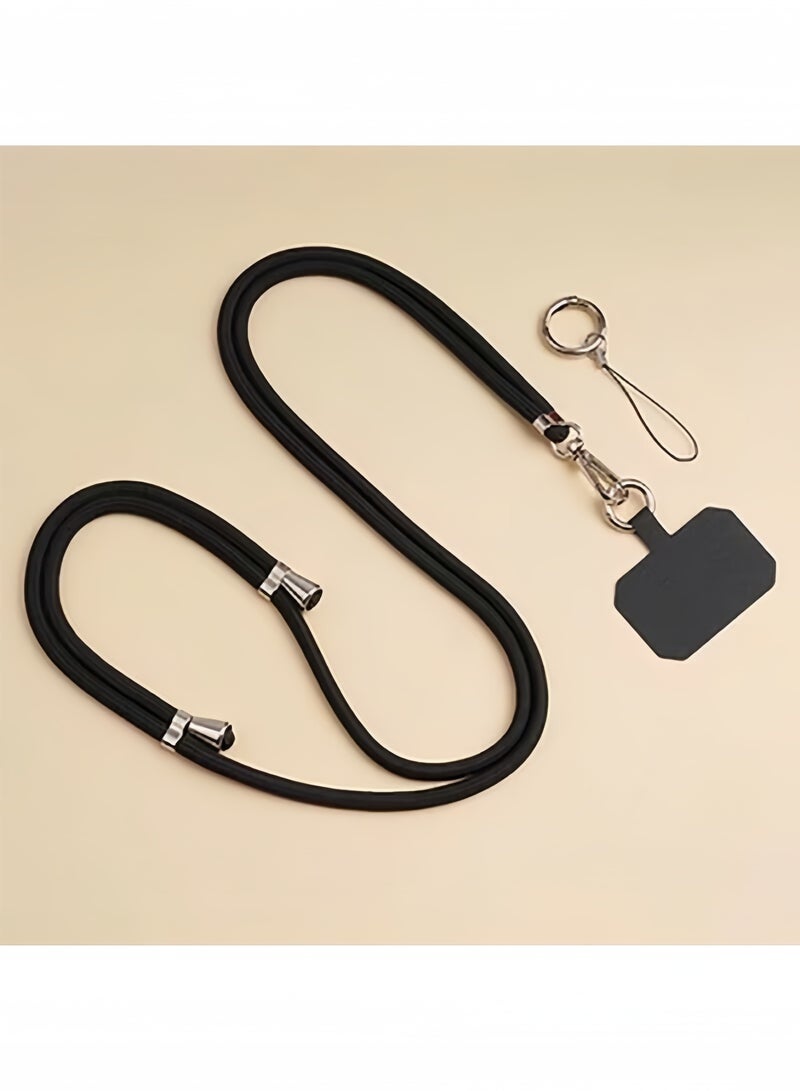 Phone Lanyard, Universal Crossbody Cell Phone Lanyards, Multifunctional Nylon Patch Adjustable Shoulder Neck Strap Compatible with Most Smartphones (Black) - Image 1