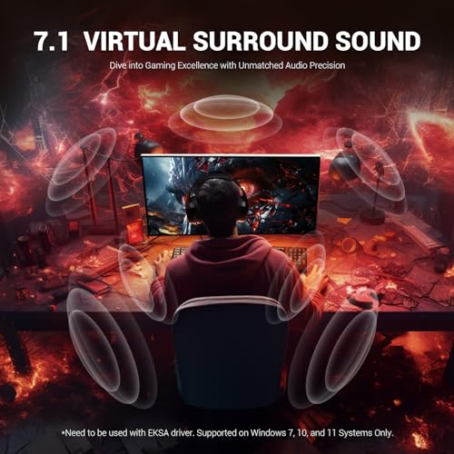 EKSA E1000 V2 Gaming Headset, PC Headset with USB C Plug, Wired Headphones with Noise Canceling Microphone, 7.1 Surround Sound, RGB Light, include USB Adapter for Computer,Mac, PS4/PS5 Console, Laptop - Image 3