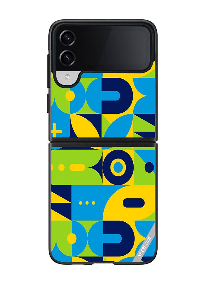VR CREATIVE Protective Case Cover For Samsung Galaxy Z Flip4 Geometry Pattern Design Multicolour - Image 1