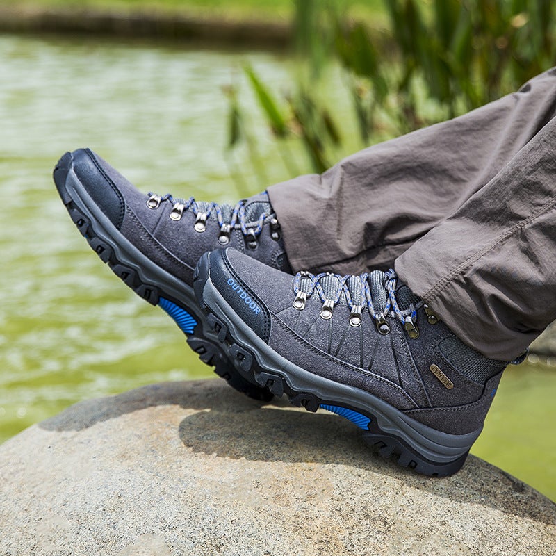 2022 Mens Warm High-Top Hiking Boots Large Size WN-6025 light gray
