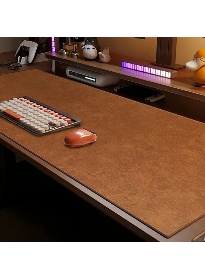 Brown Vintage Faux Leather Desk Mat 80x40cm Double Sided Anti Slip Waterproof Easy Clean Mouse Pad for Office Home Workspace - Image 5