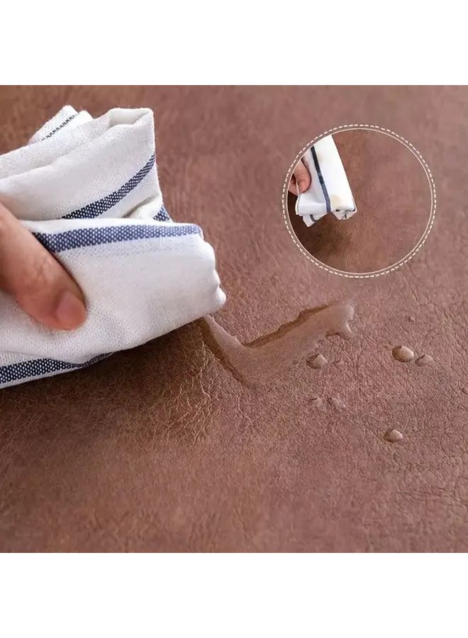 Brown Vintage Faux Leather Desk Mat 80x40cm Double Sided Anti Slip Waterproof Easy Clean Mouse Pad for Office Home Workspace - Image 4