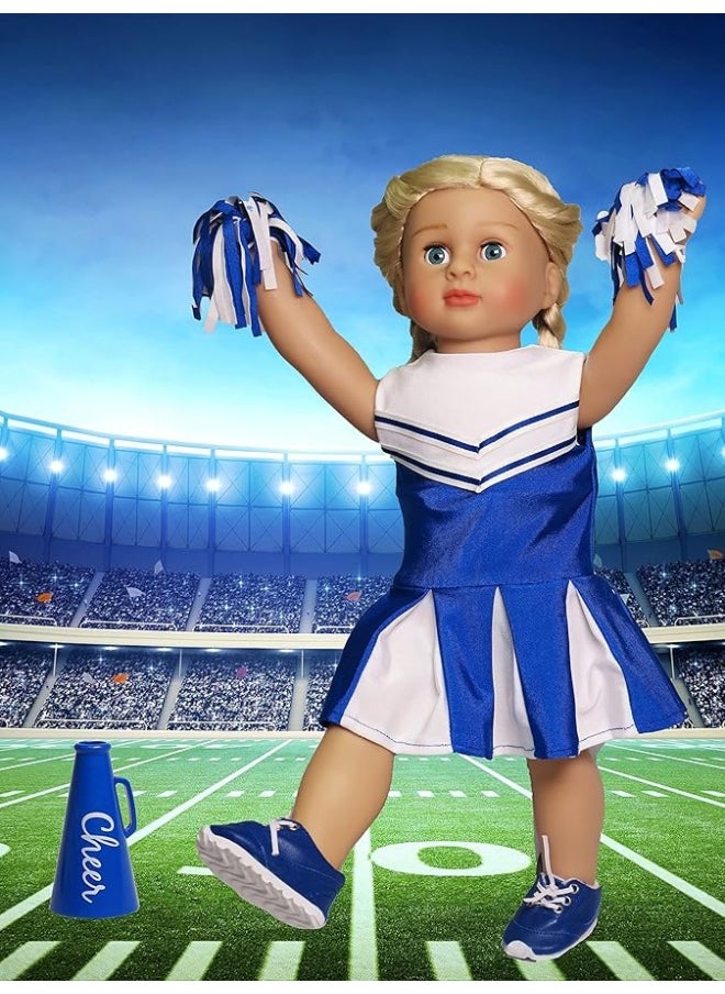 American Fashion World - American Fashion World Blue Cheerleading Outfit for 18-Inch Dolls | Accessories Included | Premium Quality & Trendy Design | Dolls Clothes | Outfit Fashions for Dolls for Popular Brands - Image 1