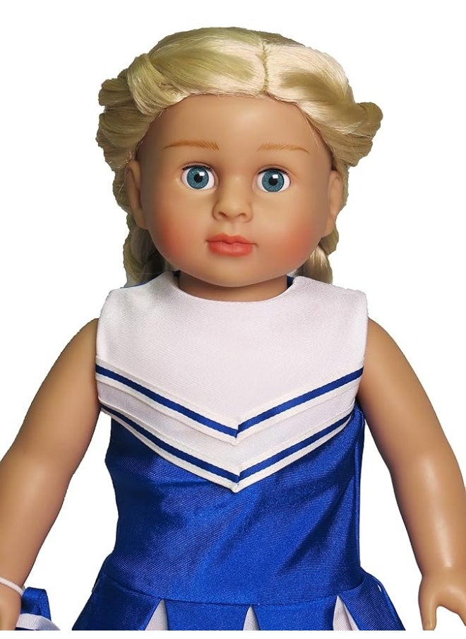 American Fashion World - American Fashion World Blue Cheerleading Outfit for 18-Inch Dolls | Accessories Included | Premium Quality & Trendy Design | Dolls Clothes | Outfit Fashions for Dolls for Popular Brands - Image 1