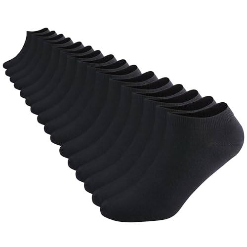 DarkCom Low Cut Ankle Socks for Women and Men, 8 Pairs Thin Cotton, Size 9-13, Black - Image 1