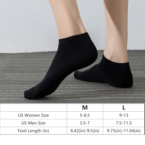 DarkCom Low Cut Ankle Socks for Women and Men, 8 Pairs Thin Cotton, Size 9-13, Black - Image 2