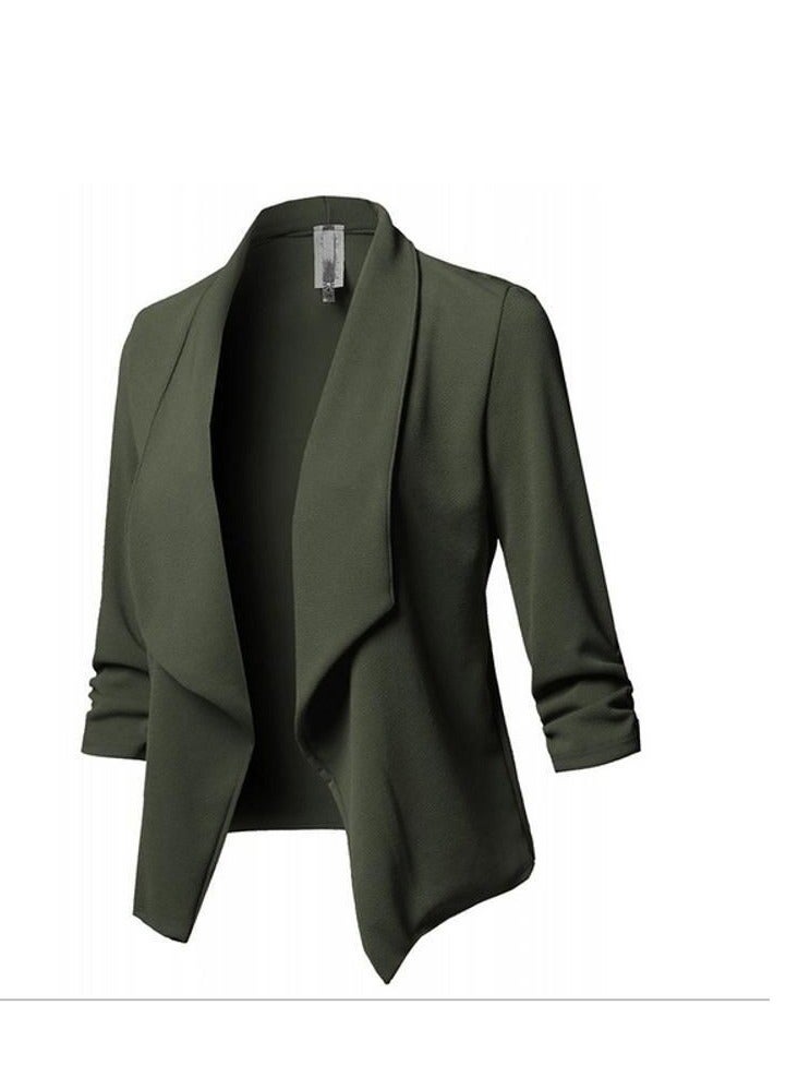 New Slim Fitting Long Sleeved Pleated Solid Color Versatile Small Suit Jacket