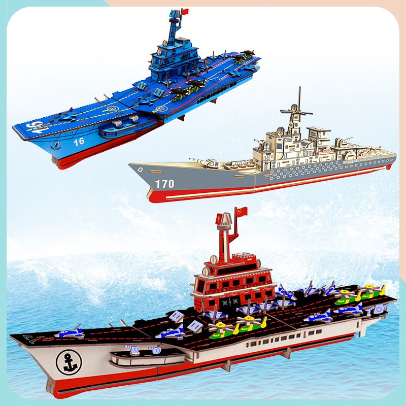 Shandong Aircraft Carrier Battle Warship Wooden Assembly Model Student Manual Diy Course 3D Three-Dimensional Jigsaw Puzzle - Image 4