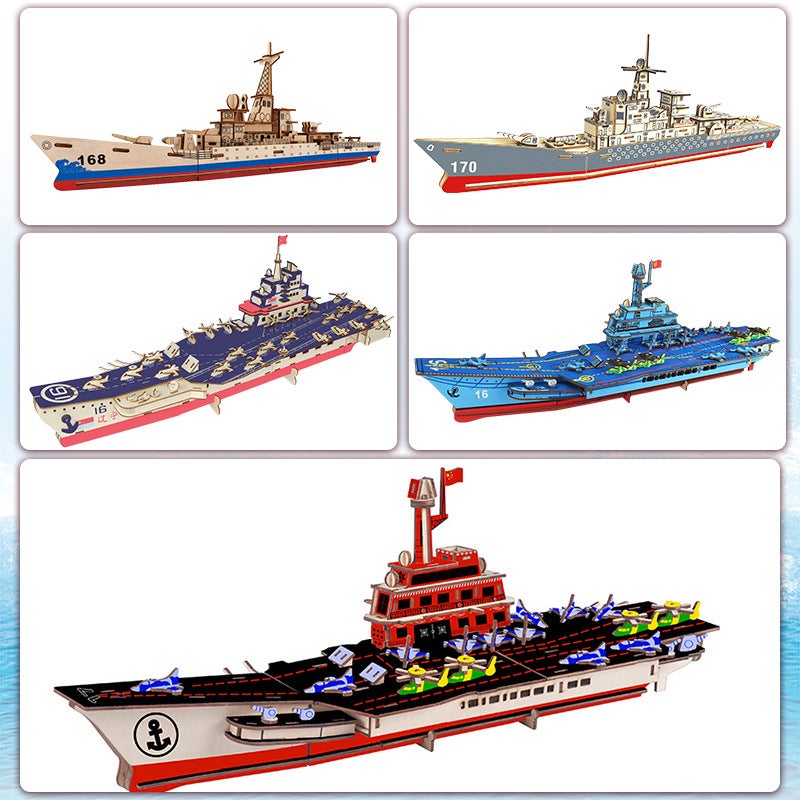 Shandong Aircraft Carrier Battle Warship Wooden Assembly Model Student Manual Diy Course 3D Three-Dimensional Jigsaw Puzzle - Image 2