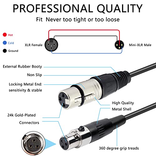 XMSJSIY Mini XLR to XLR Audio Cable Adapter - 3 Pin to Mini 3 Pin Microphone Cable Wire for Lavalier Mic and Camera - Image 3