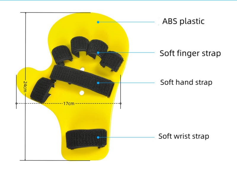 FANBODTA Finger Orthotics, Extended Type Fingerboard Stroke Hand Splint Training Support Fit Finger assisted rehabilitation finger board for Splint Apoplexy Hemiplegia Right Left Men Women Yellow - Image 2