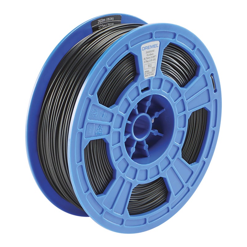 Dremel DigiLab PLABLA01 3D Printer Filament 175 mm Diameter 075 kg Spool Weight Color Black RFID Enabled New Formula and 50 Percent More per Spool