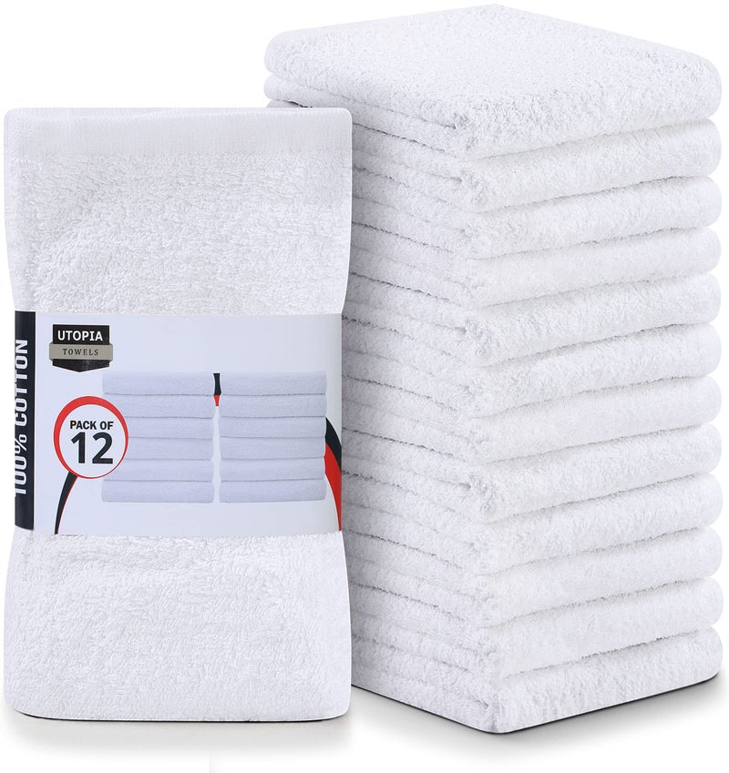 Utopia Towels Kitchen Bar Mops, Pack of 12, 16 by 19 Inches, 100% Cotton Super Absorbent White Towels, Multi-Purpose Cleaning Towels for Home and Kitchen Bars - Image 1