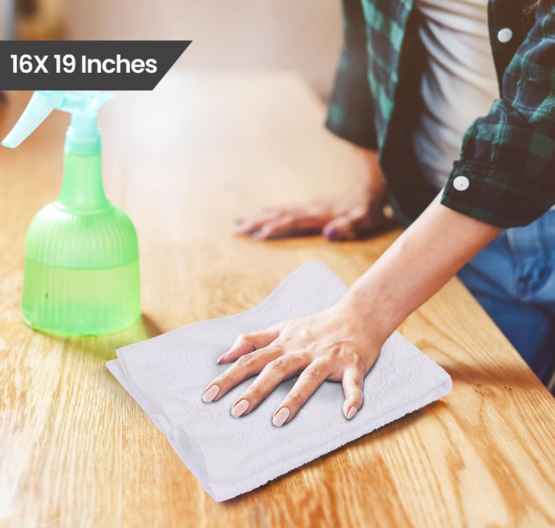 Utopia Towels Kitchen Bar Mops, Pack of 12, 16 by 19 Inches, 100% Cotton Super Absorbent White Towels, Multi-Purpose Cleaning Towels for Home and Kitchen Bars - Image 2