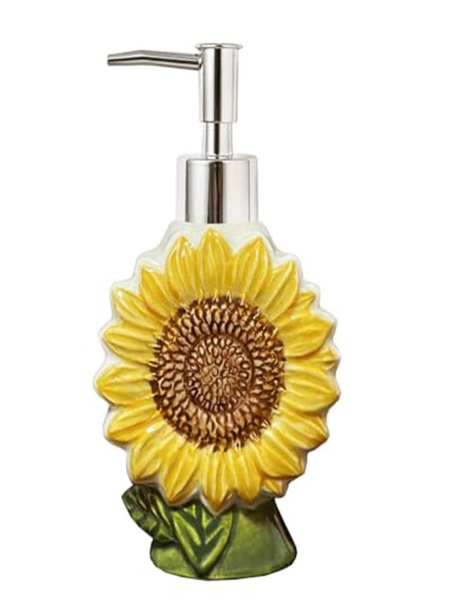 123Arts Soap Dispenser Sunflower Ceramic Lotion Bottle Liquid Dispenser,Bathroom Decor,360ml,12oz - Image 1