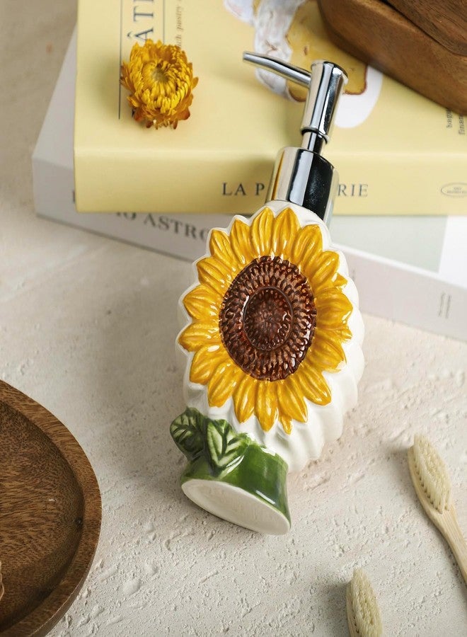 123Arts Soap Dispenser Sunflower Ceramic Lotion Bottle Liquid Dispenser,Bathroom Decor,360ml,12oz - Image 5
