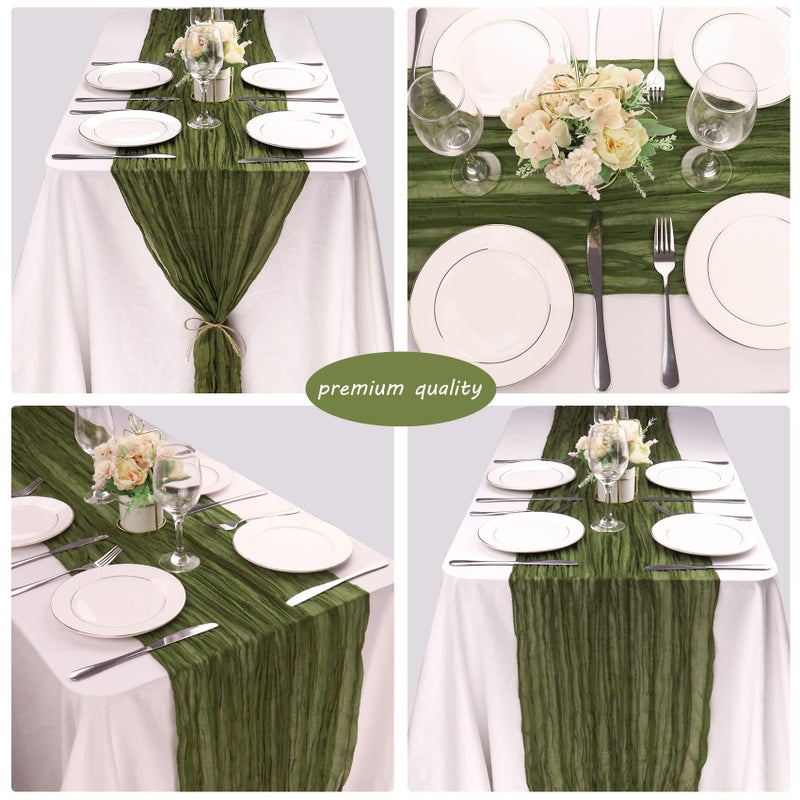 Fivenl 12 Pack 10Ft Cheesecloth Table Runner 35x120 Inch Boho Gauze Table Runner Rustic Cheese Cloth Long Romantic Table Runners for Wedding Bridal Shower Birthday Party Table Decor (Grass Green) - Image 5