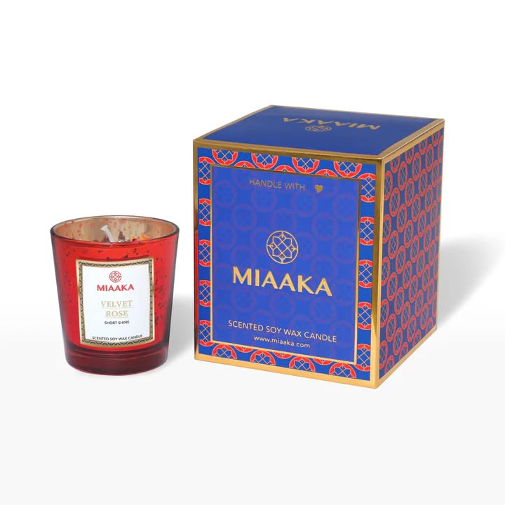MIAAKA MIAAKA Short Shine Jar Hand Poured Scented Candle Velvet Rose Fragrance 140gm - Image 1