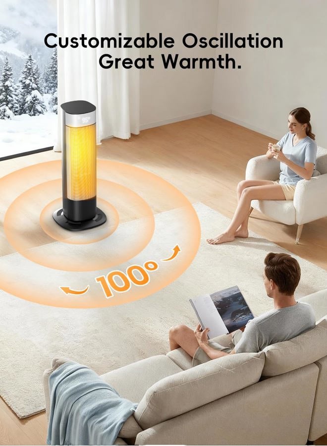 CCGIRU 1500W Space Heaters for Indoor Use, Portable Space Heater Large Room with Remote, PTC Ceramic, 100° Oscillation, 24H Timer, 3 Modes, Thermostat, Display off, Room Heater for Bedroom, Office - Image 5