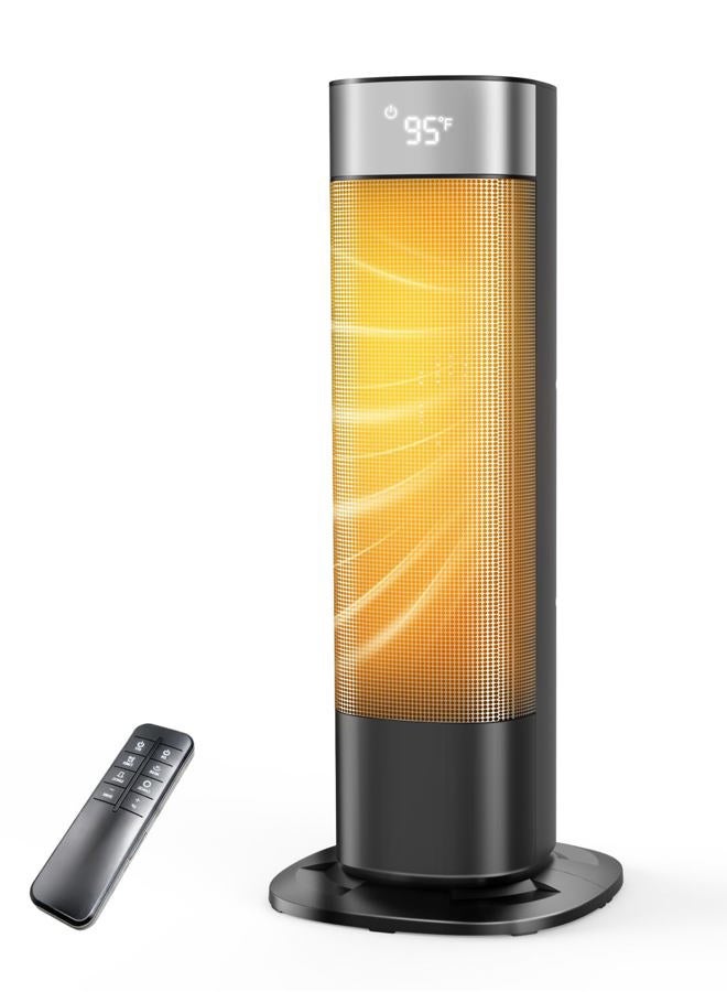CCGIRU 1500W Space Heaters for Indoor Use, Portable Space Heater Large Room with Remote, PTC Ceramic, 100° Oscillation, 24H Timer, 3 Modes, Thermostat, Display off, Room Heater for Bedroom, Office - Image 1